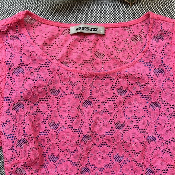 💗 Y2K Vintage Hot Pink Lace Cut out Mini Dress , Size: M - Picture 14 of 14